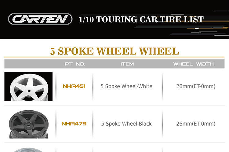 1:10 Touring car tire list